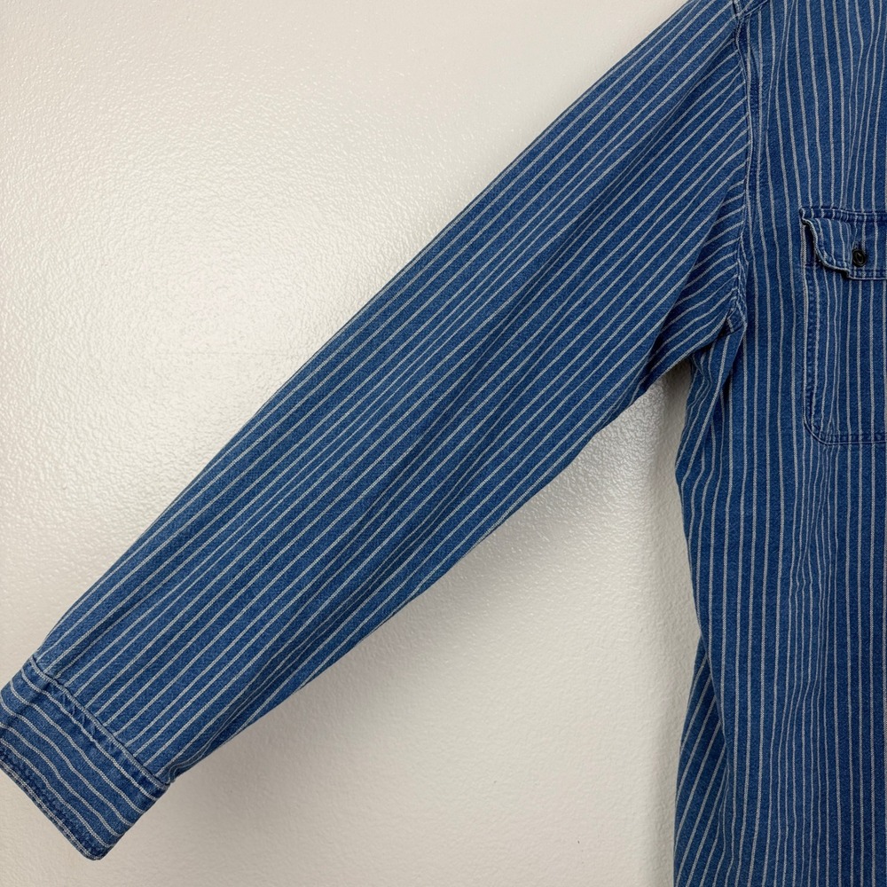Polo Ralph Lauren Shirt Mens XL Indigo Blue Denim Striped Classic Fit Button Up - Picture 4 of 10